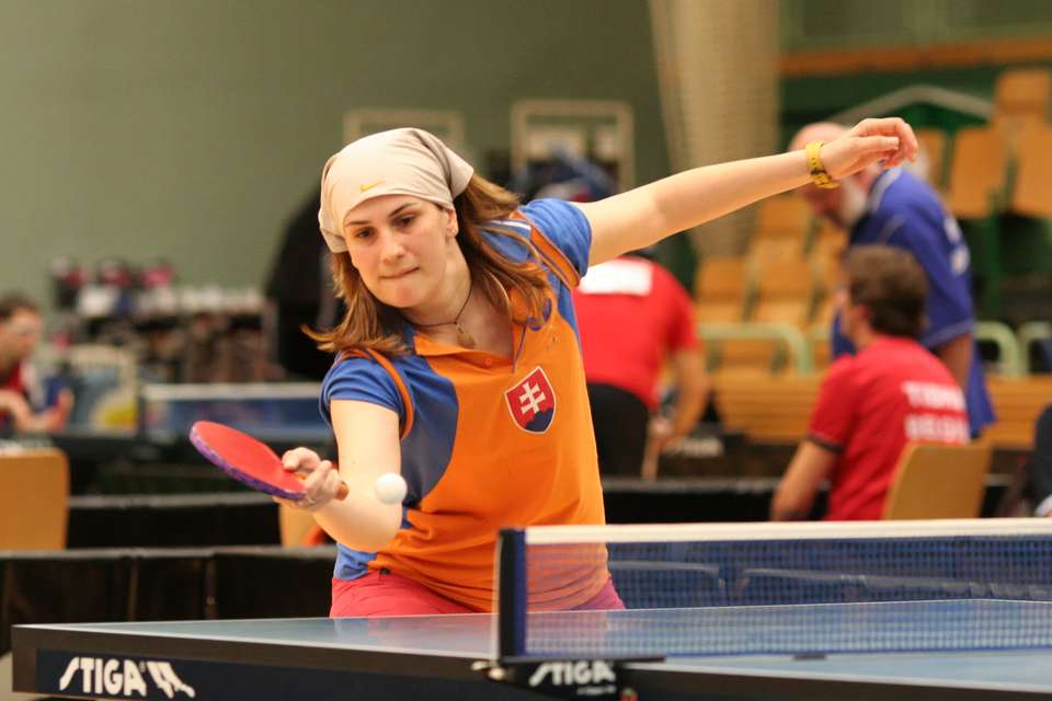 Russian girl plays table tenis pic